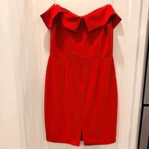 Trina Turk Red Off-Shoulder Cocktail Dress | Fitted Sheath | Party Holiday